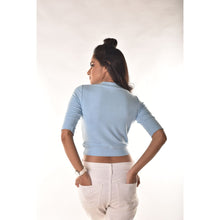 Load image into Gallery viewer, Hosiery Blouses - Elbow Sleeves - Sky Blue - Blouse featured