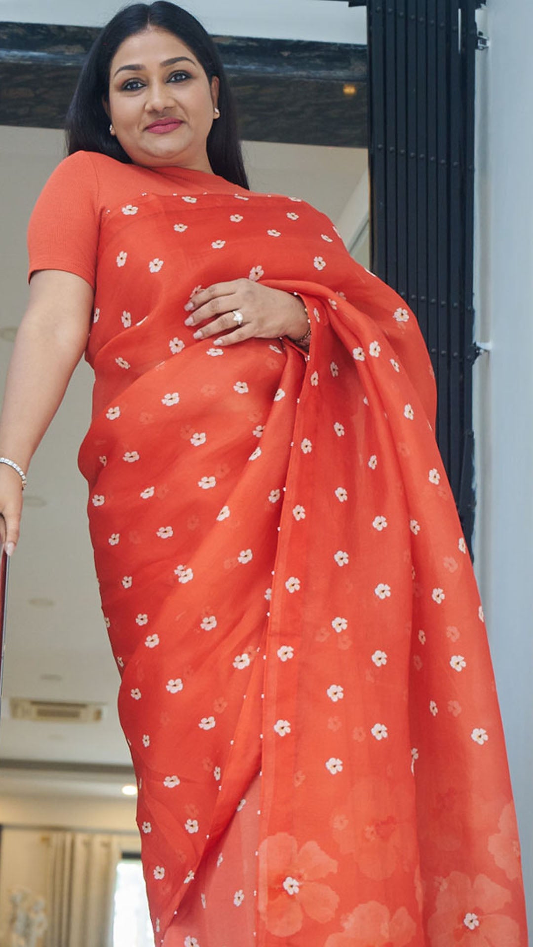 Organza Saree with Floral Print Saree