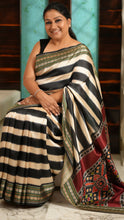 Load image into Gallery viewer, Patola Pallu Saree with Black Stripes Saree