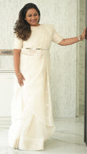 Load image into Gallery viewer, Ivory Organza Saree with Thread work Saree