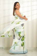 Load image into Gallery viewer, Soft Ice Blue Floral Chiffon Silk Saree Saree