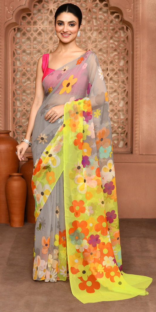 Rangriti Bloom Chinnon Saree featured
