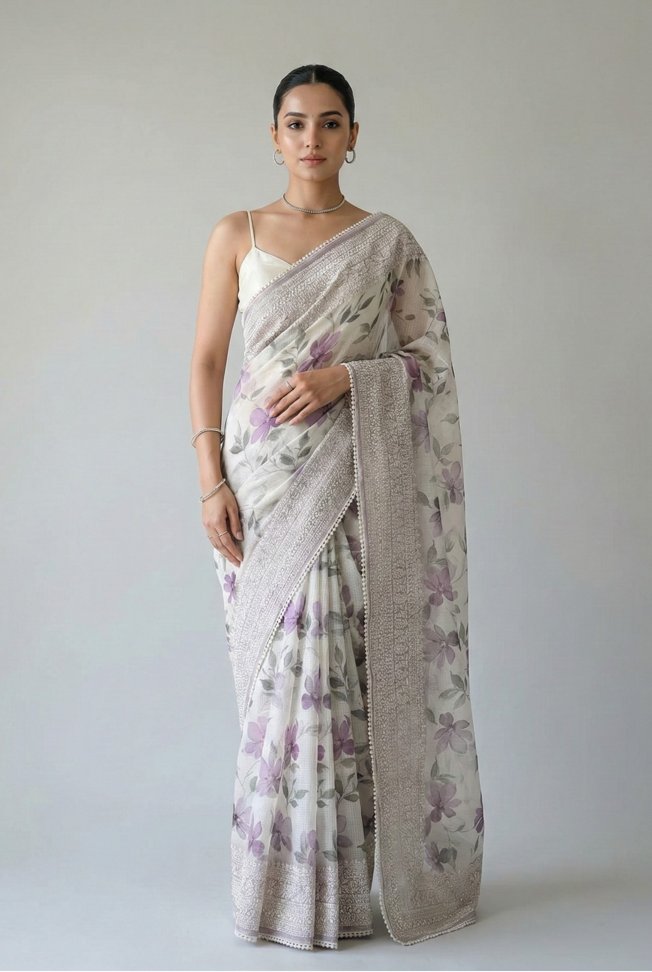 Aranya Grace Kota Doriya Saree Purple Saree featured