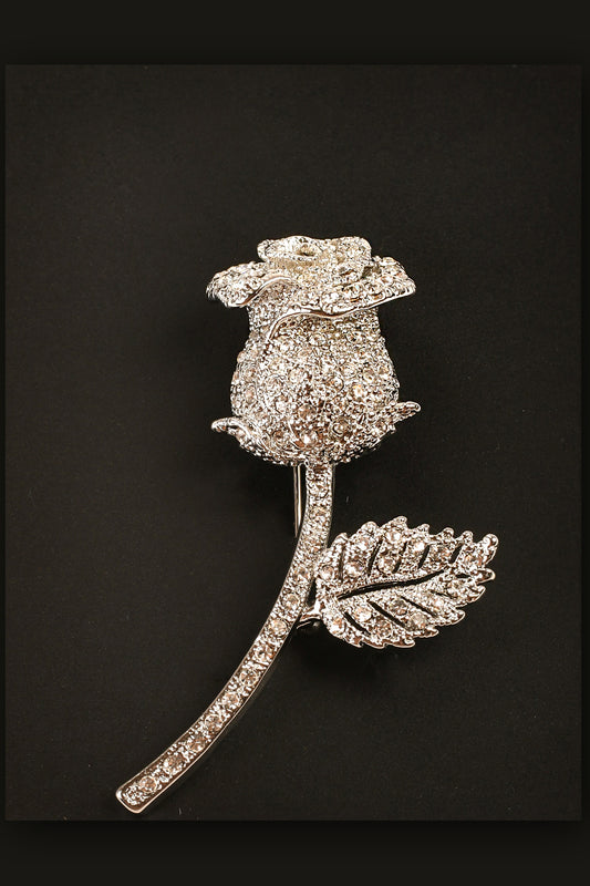Rose Flower Stone Studded Brooch Brooch