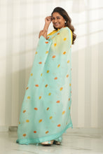 Load image into Gallery viewer, Autumn Breeze Sky Blue Organza Saree Saree