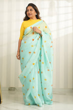 Load image into Gallery viewer, Autumn Breeze Sky Blue Organza Saree Saree