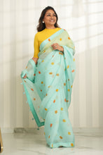 Load image into Gallery viewer, Autumn Breeze Sky Blue Organza Saree Saree