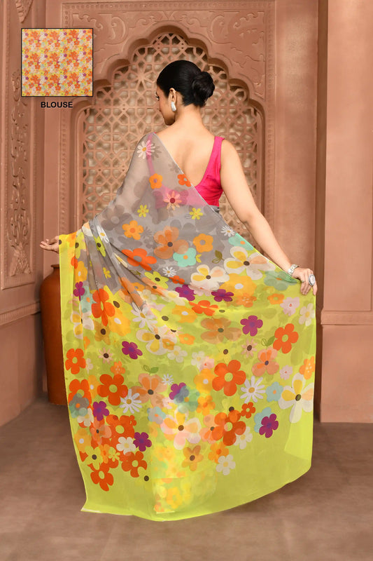 Rangriti Bloom Chinnon Saree featured