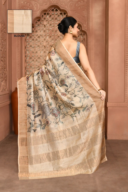 Aria Grace Tussar Silk Saree featured