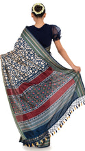 Load image into Gallery viewer, Blue Patola Silk Saree with Ikkat Pattern Saree