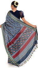 Load image into Gallery viewer, Patola Pallu Saree with Blue Checks Saree
