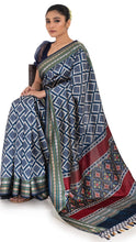 Load image into Gallery viewer, Patola Pallu Saree with Blue Checks Saree