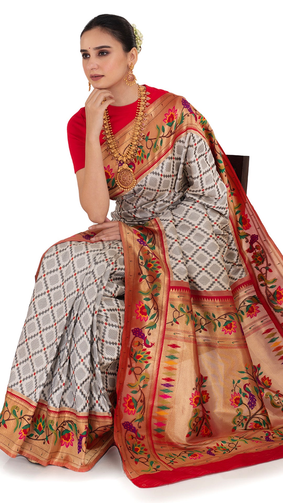 Crimson Charm Katan Silk Saree Saree