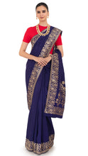 Load image into Gallery viewer, Blue Dola Khaddi Saree with heavy border Saree