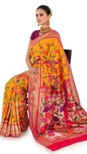 Load image into Gallery viewer, Crimson Bordered Elegant Saree with Vivid Flora and Fauna Saree