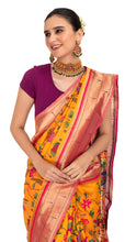 Load image into Gallery viewer, Crimson Bordered Elegant Saree with Vivid Flora and Fauna Saree