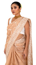 Load image into Gallery viewer, Pastel Peach Organza Saree with Thread work Saree