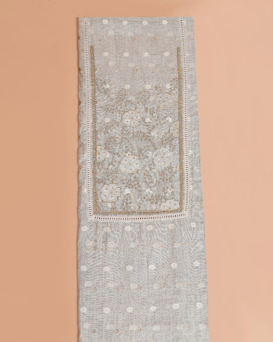 Greige Zamdani Mal Chanderi Kurti featured