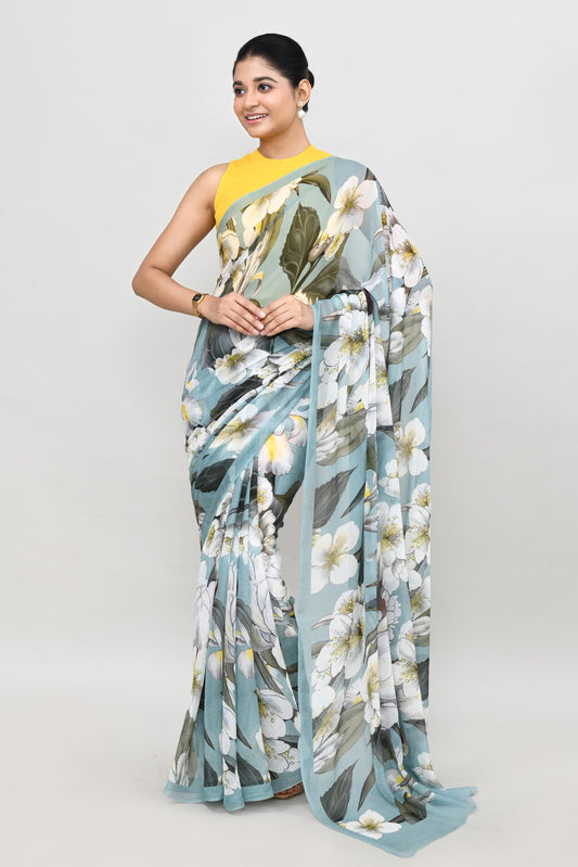 Apricot Blossom Chiffon Silk Saree Saree