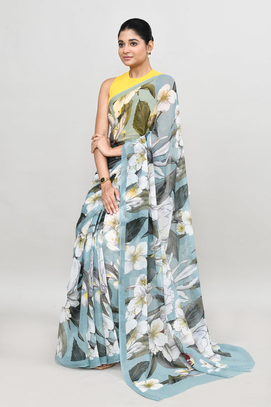 Apricot Blossom Chiffon Silk Saree Saree
