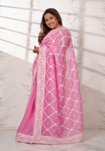 Load image into Gallery viewer, Baby Pink Organza Saree with Thread work Saree
