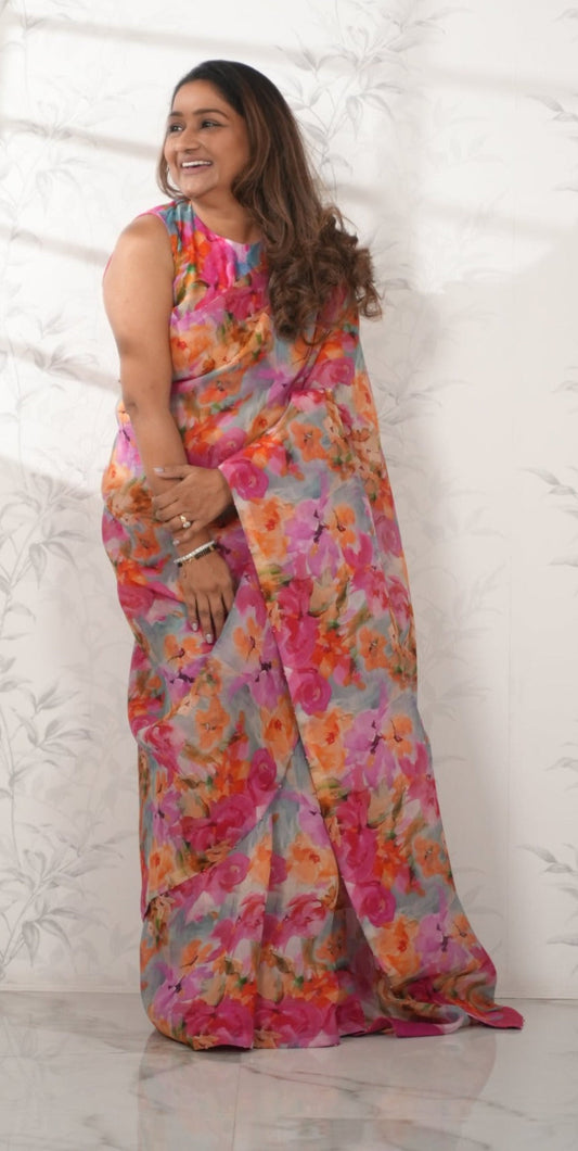 Blossom Breeze Organza Silk Saree Saree