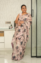 Load image into Gallery viewer, Blush Pink Floral Organza Saree Saree