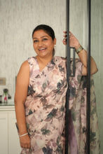 Load image into Gallery viewer, Blush Pink Floral Organza Saree Saree