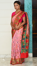 Load image into Gallery viewer, Rose Pink Patola Zari Print Saree Saree