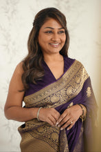 Load image into Gallery viewer, Regal Purple Elegance Saree Saree