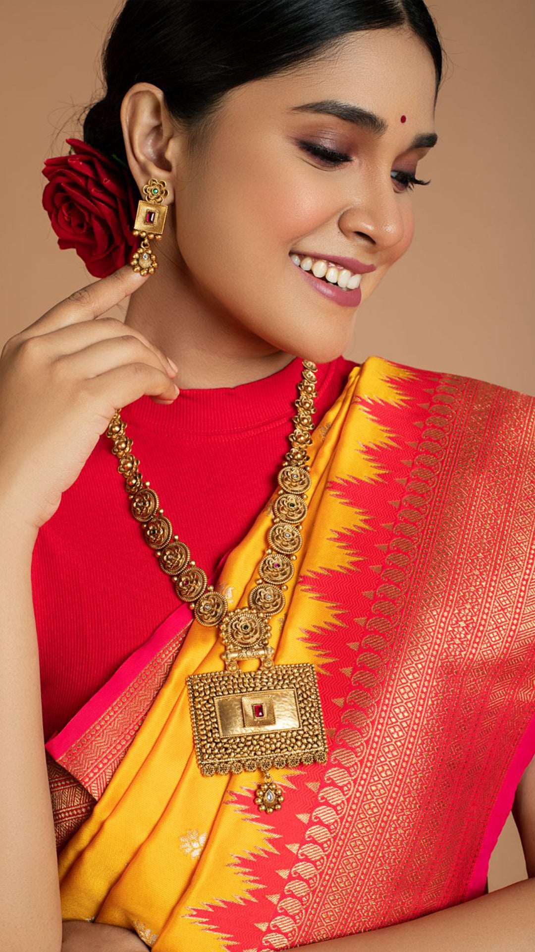 Yellow Saree With Red Banarasi Border Saree