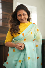 Load image into Gallery viewer, Autumn Breeze Sky Blue Organza Saree Saree