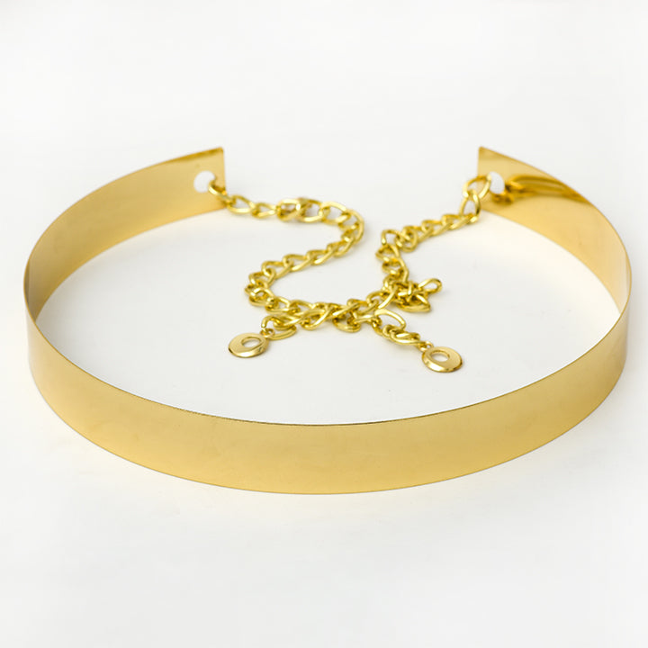 Buy Golden Metallic Waist Belt with Chain | Drape Divaa Buy Golden Metallic Waist Belt with Chain | Drape Divaa