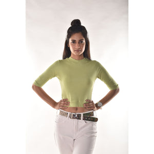 Hosiery Blouses - Elbow Sleeves - Lime Green - Blouse featured