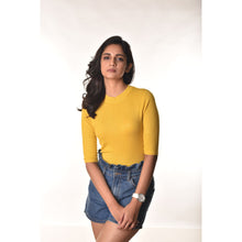 Load image into Gallery viewer, Hosiery Blouses - Elbow Sleeves - Mango Yellow - Blouse featured
