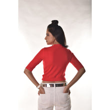 Load image into Gallery viewer, Hosiery Blouses - Elbow Sleeves - Red - Blouse featured