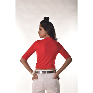 Hosiery Blouses - Elbow Sleeves - Red - Blouse featured