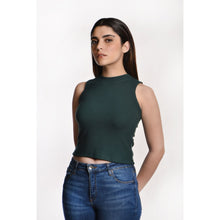 Load image into Gallery viewer, Sleeveless Hosiery Blouses - Green - Blouse featured