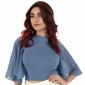 Hosiery Blouses- Butterfly Sleeves - Brilliant Blue - Blouse featured