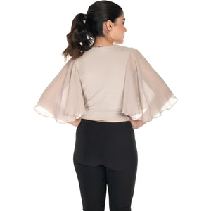 Hosiery Deep Neck Blouses - Butterfly Sleeves - Regular Size - Calm Ivory - Blouse featured