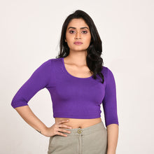 Load image into Gallery viewer, Cotton Rayon Blouses Plus Size - Elbow Sleeves Grape Bust size 42-48 Blouse