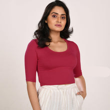 Load image into Gallery viewer, Cotton Rayon Blouses Plus Size - Elbow Sleeves Magenta Bust size 42-48 Blouse