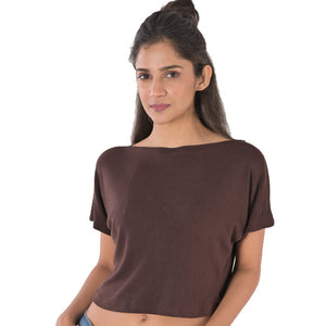 Boat Neck Blouse - Dark Brown - Blouse featured