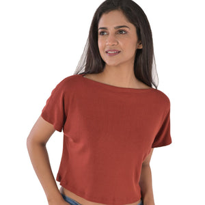 Boat Neck Blouse - Rust - Blouse featured