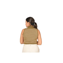 Load image into Gallery viewer, Stripes High Neck Top - Olive Green Stripes - Blouse featured