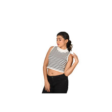 Load image into Gallery viewer, Stripes High Neck Top - White Stripes - Blouse featured