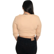 Load image into Gallery viewer, Hosiery Blouse- XXL Deep Round Neck (Elbow Sleeves) - Tan - Blouse featured