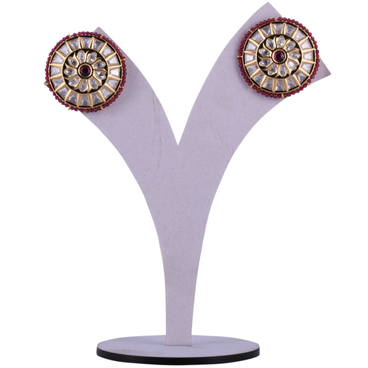 Kundan Tops (DD-R1E502) Red earrings