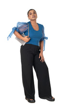 Load image into Gallery viewer, Round neck Blouses with Bow Tied-up Sleeves - Azure_Blue - Blouse featured