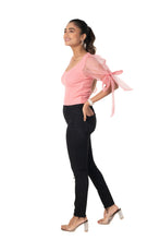 Load image into Gallery viewer, Round neck Blouses with Bow Tied-up Sleeves- Plus Size - Sakura Pink - Blouse featured